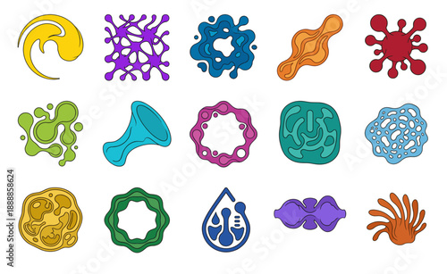 Abstract Organic Microorganism Element Kit for Biotechnology and Scientific Laboratory Branding