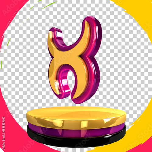 golden icon signs taurus 3d render right view