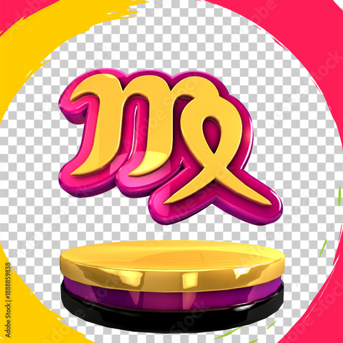 golden icon virgo 3d render under view