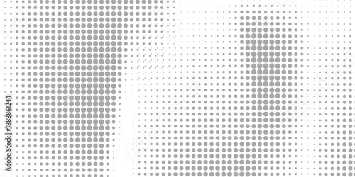 Grunge halftone gradient background. Faded grit noise texture. White and black sand wallpaper. Retro pixelated backdrop. Anime or manga style comic overlay.