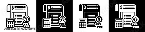 Expense Report Icon Set In Black And White Filled Style Collection