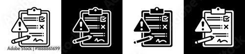Risk Assessment Icon Set In Black And White Filled Style Collection