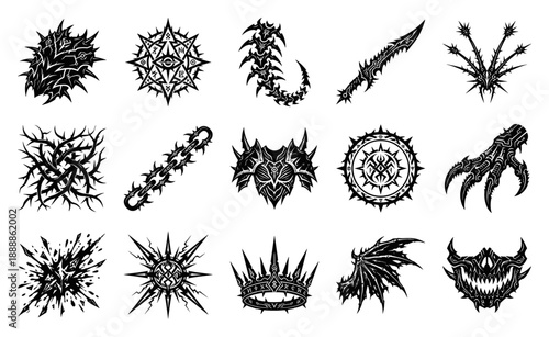 Dark Fantasy Eldritch Sigils and Gothic Horror Ornament Asset Sheet for TTRPG Game Development