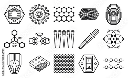 Isometric Nanotechnology and Laboratory Equipment Element Kit for Scientific Research and Chemical Engineering Systems