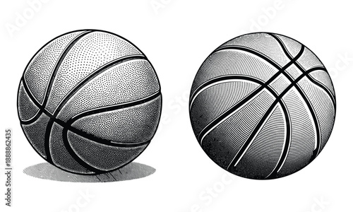 black and white distressed basketball circle set with grunge texture, cracked ink style sports ball silhouettes, vintage urban basketball design elements isolated on white background