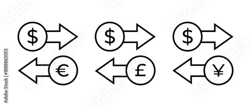 Currency exchange icon. Dollar, Euro, Pound conversion. Money conversion concept