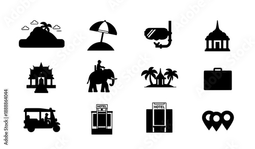 Wallpaper Mural Thailand tourism and travel activity flat icon set vector Torontodigital.ca