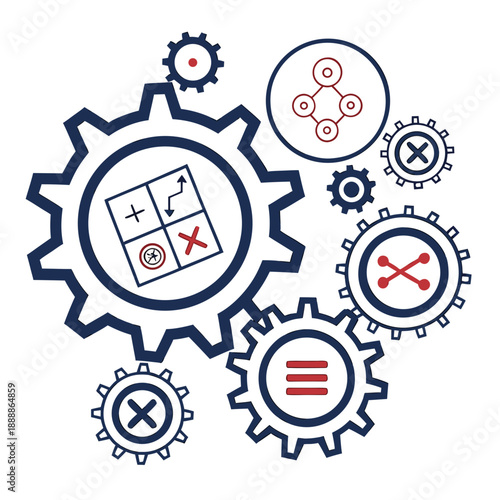 Interconnected gears with symbols