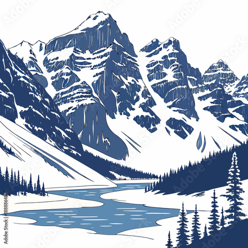 Serene mountain lake