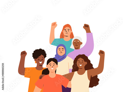 Diverse Unity Illustration Empowerment and Solidarity in One Image