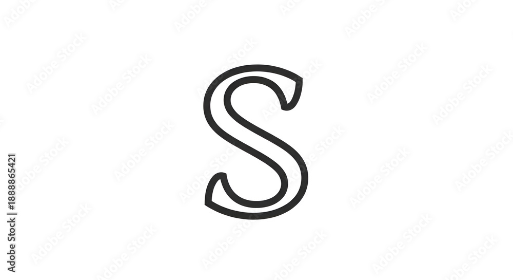 Fototapeta premium Minimalist Abstract Letter S Infinity Loop Logo on White Background