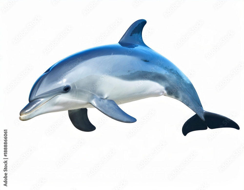 Obraz premium Dolphin, Playful Marine Mammal over White Background