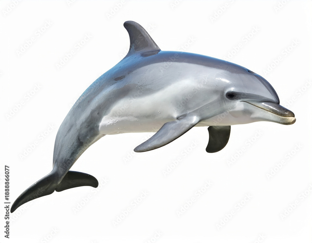 Obraz premium Dolphin, Playful Marine Mammal over White Background