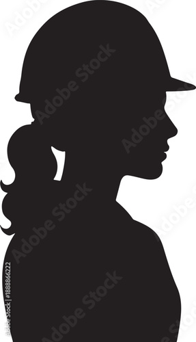 a woman wearing a hard hat in profile view silhouette vector high quality professional detailed modern elegant stylish silhouette vector illustration