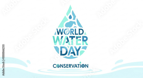World water day conservation logo with blue droplet design on white background