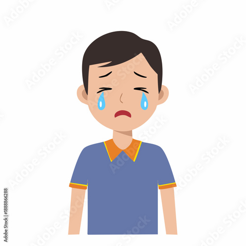 Depicted young male with dark hair experiencing sadness expressing distress through tearful eyes a visual representation of emotional turmoil and