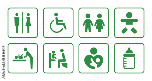 緑色のトイレ案内表示アイコン