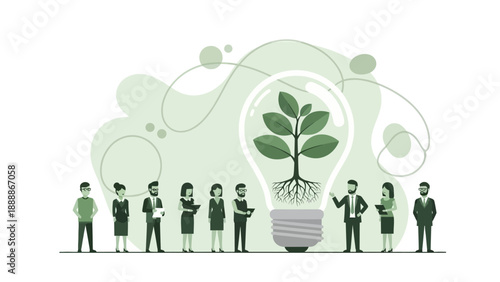 Flat vector illustration set with a sustainability business and ESG theme