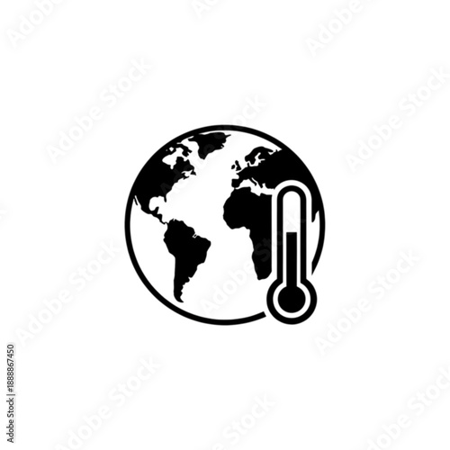 A professional global warming vector image featuring a thermometer scale next to the planet Earth to represent climate change and rising temperatures