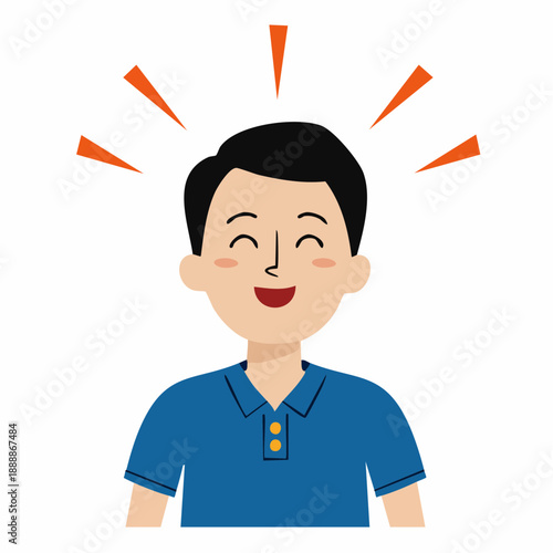 Cheerful Person Portrait with Positive Expression and Radiant Energy Depicted in Simple Digital Artwork Depicting an Adult Smiling with Eyes Closed