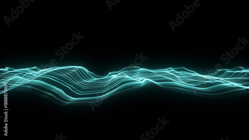 Abstract wave with lines. Digital frequency track equalizer. Illustration dynamic music wave. Technology sound. 3d rendering.