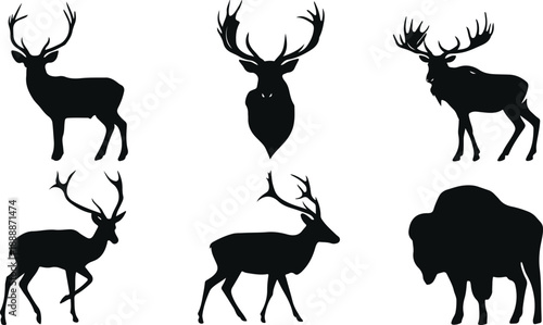 Elegant reindeer profile in black a striking graphic design element on transparent background silhouette