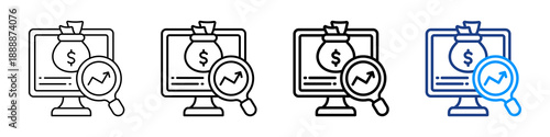 Asset Analysis Icon Different Style Outline Collection Set.