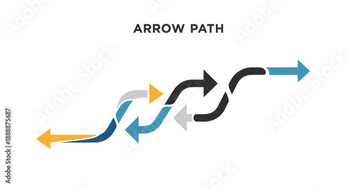 Navigational Arrow Path with Multiple Directions and Colors
