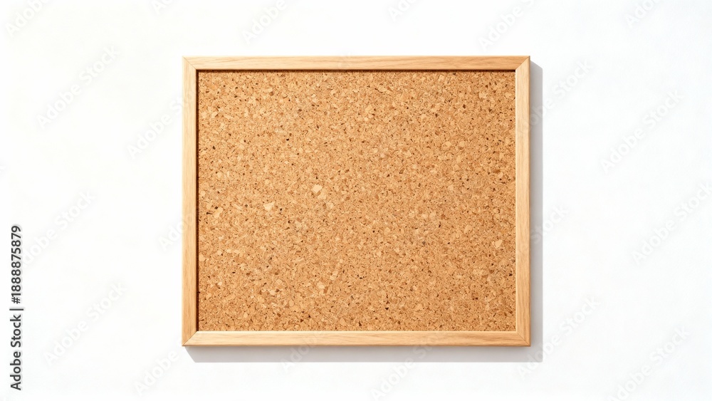 Fototapeta premium Blank Natural Cork Board with Wooden Frame on White Background for Notes and Visual Displays
