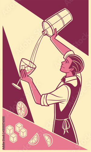 Bartender expertly mixing cocktail with flair and precision