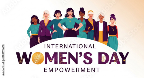 International women's day empowerment diverse group of women illustration