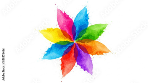 Colorful Watercolor Flower Isolated on White Background