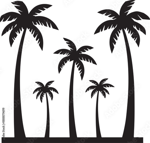  set of palm trees, palm, tree, tropical, vector, silhouette, beach, nature, leaf, illustration, summer, coconut, palm tree, island, plant, design, travel, pattern, sea, sun, palms, branch, palmtree