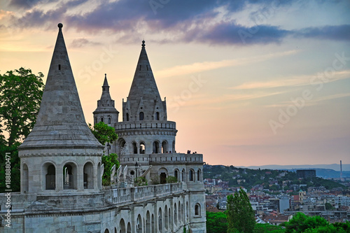 Photography Fishermen's Bastion in the sunset, springtime, Budapest