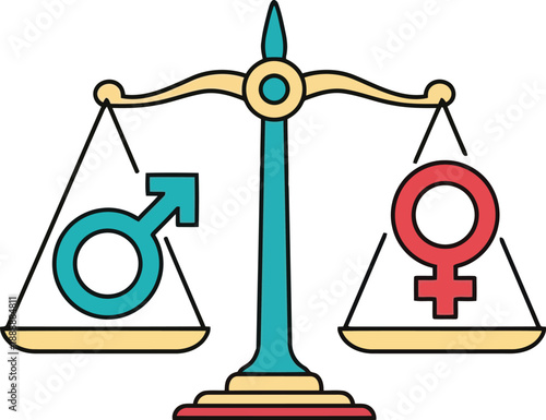 Symbolic Gender Equality Concept with Scale Balancing Male and Female Signs