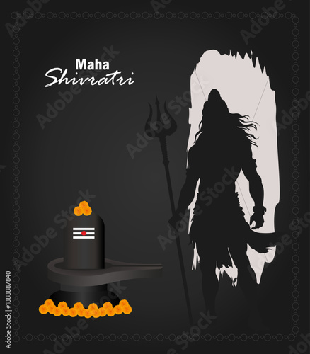 Maha Shivaratri festival vector background, lord Shivan line art and background image, Indian celebration and culture, om namah shivya