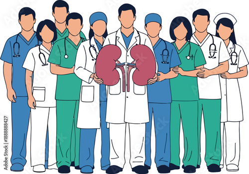 Healthcare Team with Kidney Donation Concept Illustration