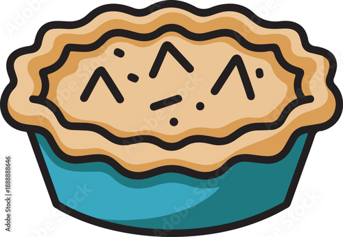 Fresh Baked Apple Pie in Blue Baking Tin