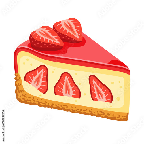 Strawberry Cheesecake Valentine Clean Flat Vector