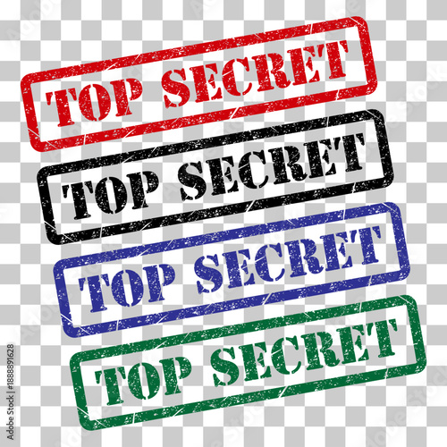 Set of Top secret stamp symbol, label sticker sign button, text banner vector illustration .