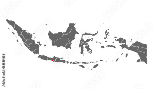 Indonesia detailed Yogyakarta map shape, Flat web graphic concept icon symbol vector illustration .