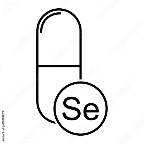 Mineral Se icon, healthy medicine pill supplement symbol, complex vitamin vector illustration .