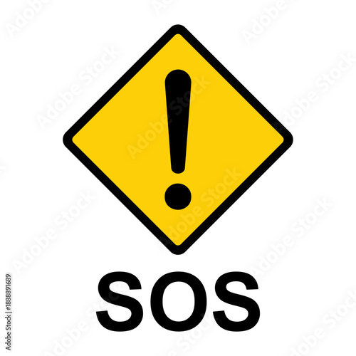 SOS help icon, safety support alert flat design, save vector illustration .
