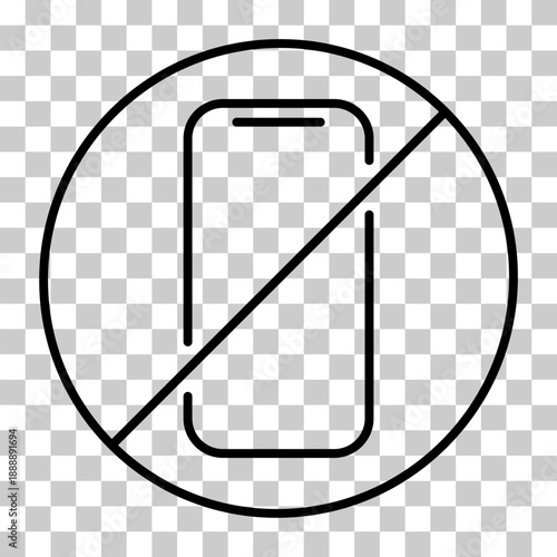 Mobile forbidden icon, no use phone sign, ban smartphone label vector illustration .