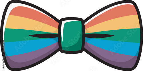 Colorful rainbow striped bow tie for pride celebration.