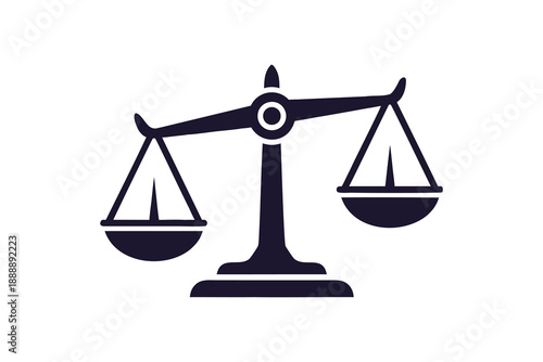 Scales of Justice Icon, Minimalist Black Silhouette for Law, Legal, and Courtroom Concepts