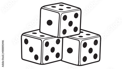 Three stacked dice for gaming and chance