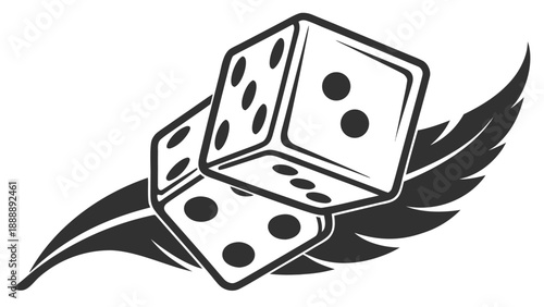 Lucky dice with wings for success and fortune concepts