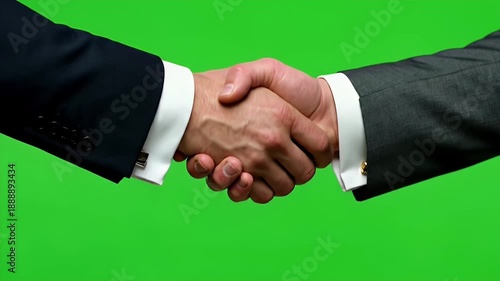 Businessmen Handshake Agreement Concept Isolated on Green Screen Chroma Key Background