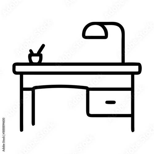 Desk Icon — Work Table, Office Furniture and Workspace Symbol